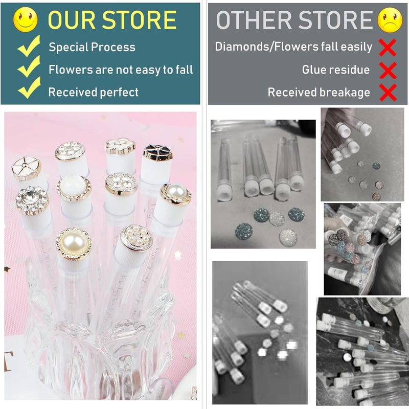 SenRocc 20pcs Mascara Wands Tube Reusable Lash Spoolies Pear Diamond Tube Eyelash Brush Tubes Spoolies Lash Extension Brushes Applicators Makeup Tools (Pearl-Diamond-MlX) - Image 4
